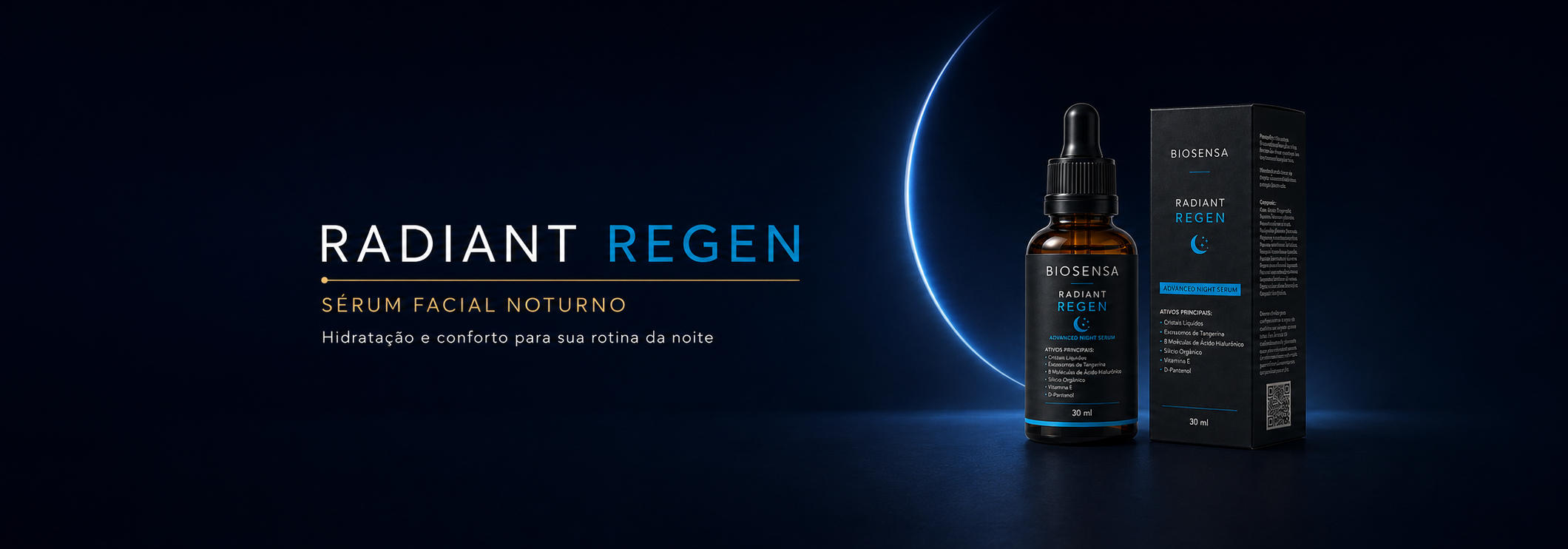 Banner desktop Radiant Regen — sérum facial noturno